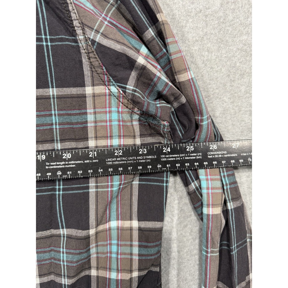Arizona Jeans Shirt Mens 2XL Black Gray Plaid Western Pearl Snap Long Sleeve - Picture 7 of 10